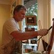Connecticut artist Robert Noreika works on an oil on canvas at Sylvan Gallery. SUSAN JOHNS/Wiscasset Newspaper