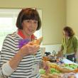 Outgoing president Irene Gerny samples goat milk soap bars at the Vendor's Market during the Garden Club Federation of Maine's 2013 convention at Spruce Point Inn on June 18-20. LISA KRISTOFF/Boothbay Register