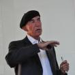 Dr. Ed Bosarge talks to the crowd July 16. Bosarge, who has a residence in Southport, talked at Bigelow Laboratory's Cafe Scientifique about Over Yonder Cay, a renewable energy resort. BEN BULKELEY/Boothbay Register