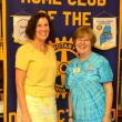 Marty Helman, right, who served as District Governor for Rotary in 2012-13, smiles as she "passes the gavel" to incoming Governor Carolyn Johnson at the Rotary Clubhouse last week. Courtesy of the Boothbay Harbor Rotary Club