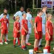 Midcoast United players escort Portland Phoenix onto the pitch at their July 6 match again the Western Massachusetts Pioneers. Midcoast United players from the left: Maddox Tillas, Simon Spear, Jack Duncan, Ella Spear, Timmy Chappelle, Malaika Pasch, and Bayly Gaughan.