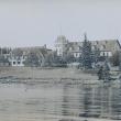 Mouse Island's Samoset Hotel, built in 1877, as it appeared about 1910. The stone Rosewood Cottage, with its steeper roof, is forward of the tower. 