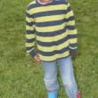 A young Thomas fan wearing Thomas boots on a rainy Friday. KEVIN BURNHAM/Boothbay Register