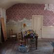 The wallpaper is not coming off easily inside the schoolhouse. Stephenson believes the wallpaper went up after the school closed. SUSAN JOHNS/Wiscasset Newspaper