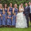 The wedding party gathers on the lawn of the Edgecomb Congregational Church.