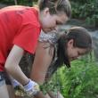 Morganne Elkins and Mackenzie Colby working on the church gardens. Courtesy of Deanne Tibbetts