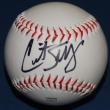 A baseball signed by Red Sox pitcher Curt Schilling will be featured at the sports auction on September 27. RYAN LEIGHTON/Boothbay Register