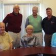 New board members of Boothbay Region Student Aid Fund with BRSAF President Hamilton Meserve, standing, left. Seated, from left, are Charles “Chuck” Koch, Susan Strouss and Diane Randlett. Standing are Nicholas “Nick” Hurd, center, and Brian McGrath. Courtesy of John Bauman/BRSAF