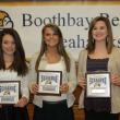 Field hockey plaque winners, from left, Tori Schmid, Most Valuable; Brooke Alley, Coaches Award; and Erica Eames, Most Improved. KEVIN BURNHAM/Boothbay Register