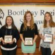 Girls soccer plaque winners, from left, Evy Greenleaf, Coaches Award; Sinead Miller, Most Valuable; and Lisa Pawlowski, Most Improved. KEVIN BURNHAM/Boothbay Register