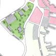 This 1961 section of the Sewall consultants' plan shows the 3 1/4-acre parcel bounded by McKown Street and Howard Street as they envisioned it if their suggestions were enacted. Municipal buildings were to share space with parking and a park on a lot which ascended steep McKown Hill and was to be enlarged by discontinuing Todd Avenue. It would have necessitated buying many private lots and demolishing buildings.
