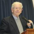 The Reverend Bob Zimmerli, guest speaker at the Rotary Club’s eighth annual Veterans Night, talks about his World War II days aboard a Navy minesweeper. KEVIN BURNHAM/Boothbay Register