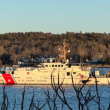 Coast Guard cutter anchored in Boothbay Harbor in November 2024. Photo by Jess Babcock