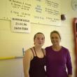 Hills and Aimee Case, mother of the previous record holder Evy Case, pose in front of Hill's score. ISABELLE CURTIS/Boothbay Register