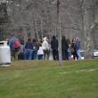 Students start walking to the elementary school following the evacuation of the high school. KEVIN BURNHAM/Boothbay Register
