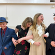 Y Arts' "Guys and Dolls Jr" cast from left: Jonathan Bernier (Nathan Detroit), Fiona Bishop (Adelaide), Jessie Ullo (Sarah Brown), & Collin Cantillo (Sky Masterson). Courtesy of Emily Mirabile