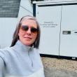 Linda Harriman, general manager of Midcoast Properties, with the storage unit the company donated to Legion Post 36. Courtesy of Linda Harriman