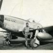 James Sheppard stands in front of a P-51 Mustang aircraft at the Ramitelli Airfield in Italy. Courtesy of Bob Sheppard