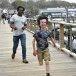 A young attendee races to the finish line during Bigelow Laboratory's 9th annual Fun Run & Walk for Colorectal Cancer Awareness. ISABELLE CURTIS/Boothbay Register