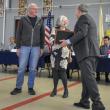 Lynn Thompson and Jeff Long accept the Spirit of America Tribute from the town of Boothbay Harbor on behalf of the Harbor Theater. FRITZ FREUDENBERGER/Boothbay Register