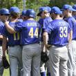 Coach Ed Crocker, left, has a word with his team before their June 3 game. FRITZ FREUDENBERGER/Boothbay Register