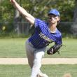 Liam Jacobs pitched a no-hitter and marked his 100th strikeout for the season June 3. FRITZ FREUDENBERGER/Boothbay Register