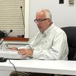 Mark Carter from RTE Energy Solutions spoke to the Boothbay Harbor selectboard July 18 about attachments that could be added to street lights. FRITZ FREUDENBERGER/Boothbay Register