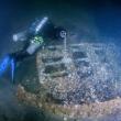 Diver Andrew Donn swims above one of Seiner's trawl doors. Courtesy of Joe Mazraani and Becca Boring