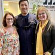 Christina with her brand-new smile stands with Dr. Bright Chang who with Oral Surgeon Dr. Matt Lawler donated $16,000.00 worth of treatment, and Mary Kamradt with Finding Our Voices who drove from Rockport to help celebrate. Photo supplied by Finding Our Voices 