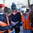 Students consult their trash pickup route map. FRITZ FREUDENBERGER/Boothbay Register 