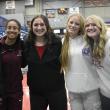Xavi Hall, far left, with friends  and former Wildcat teammates, Eleanor Erwin, Arabella Hodgdon and Lily Cowan post game in Augusta. LISA KRISTOFF/Boothbay Register