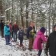 Hikers trek through a hemlock forest alongside the Pemaquid River at Keyes Woods Preserve in Bristol. Courtesy of Coastal Rivers