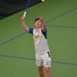 Alex Ross, no. 1 singles, serves against his Madison opponent. KEVIN BURNHAM/Boothbay Register
