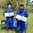 Larsson Lugg, left, of Palermo, and David Shaw, of Westport Island earned their high school equivalency diplomas at the Wiscasset office of Boothbay-Wiscasset Regional Adult Education. Courtesy photo