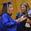 Chloe Joneth receives the BRHS Seahawk Spirit And Citizenship Award from Guidance Counselor Leanne Burnham. KEVIN BURNHAM/Boothbay Register
