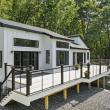 New chalet-style contemporary Damariscotta Lake home.