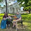 The DeLisle Family outside the Boothbay Harbor Memorial Library. Courtesy of BHML