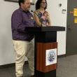 Alex Zipparo of Lincoln County Regional Planning Commission introduces Economic Recovery Corps Fellow Elyse Oliver at June 8 Boothbay Harbor selectmen's meeting. ISABELLE CURTIS/Boothbay Register