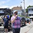 Michael Maxim emcees the WJD Tug of War Across the Harbor June 27. LISA KRISTOFF/Boothbay Register