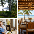 Silent Auction Prize Montage: Maine Oceanfront Retreat for 10, Nine June Dining Experience for 2, Eco-Luxury Escape to Playa Viva