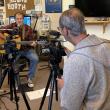 BRTV cameraman Robert Jordon sets up the shot for Chip Schwehm's performance on the station's newest show, "The Sound Booth."  ISABELLE CURTIS/Boothbay Register