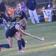 Defender Sophia Gatnar passes the ball downfield during the fourth quarter of Thursday's game at home against Hall-Dale. KEVIN BURNHAM/Boothbay Register