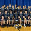 The 2026 Boothbay Region High School football team. Pictured from left are, front row: Valentine Rathgeb, Byran Hills, Jason Main, Curtis Spoford, Aron Geddes, Isaac Fanslau, Ben C. Hodgdon, Will Lassen, Jayden Orne; middle row: Eben Robinson, Silas Kaler, Haiden Blackman, Peyton Barter, Ford Harris, Miles Murray, Chris Lincoln, Colby Doucette, Coach Jason Michael; back row: Coach Ed Crocker, Chase Licursi, Thomas Hennessey, Aiden Locke, Ben Hodgdon, Matt Reed, Aiden Jewett and Coach Adam Smart. Missing: Ro