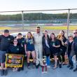 Kevin Sherman is joined by friends and family following his $6,000 Crown Vic win. Jasen Dickey photo