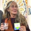 Artist Georjean Machulis, the People's Choice for her mixed media, "Divine Mother." LISA KRISTOFF/Boothbay Register