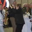 Saxophonist Darren Whitney and some appreciative attendees. LISA KRISTOFF/Boothbay Register