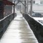 Footbridge during a winter storm