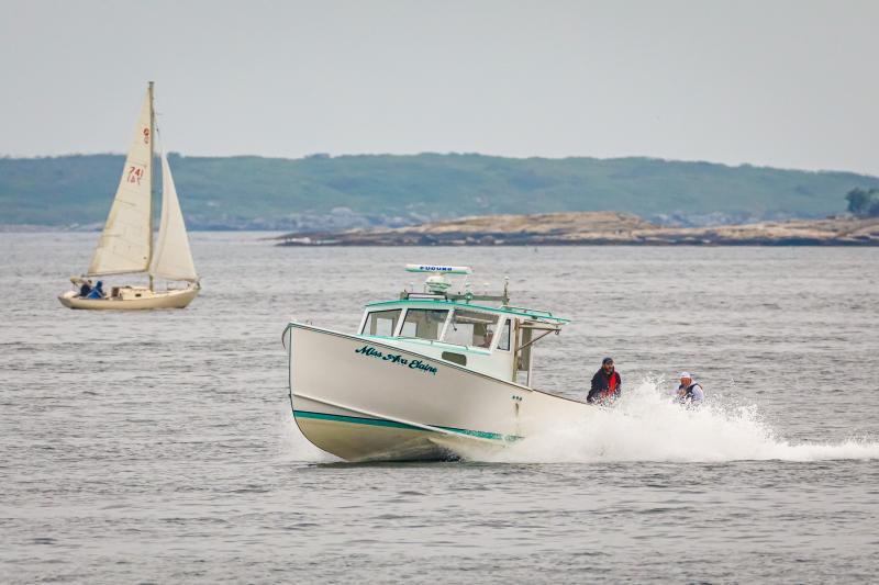 Robert Johnson racing Miss Ava Elaine at the Charlie Begin Memorial Lobster Boat Races June 14 in Boothbay Harbor. Mike Leonard Photo. 
