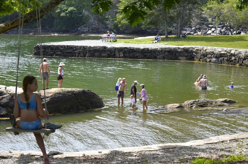 Barrett's Park was abuzz on July 2 as visitors took advantage of the greenery for lawn games and waded in the Atlantic.  ISABELLE CURTIS/Boothbay Register