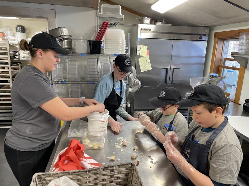Students at the Southport Central School partner with the Southport General Store to make soup for community members and the Community Fridge in Boothbay. Courtesy of Bonita Johnson